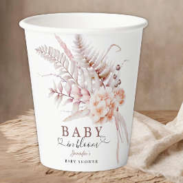Baby In Bloom フラワーベイビーシャワー ダスティピンク 紙コップ