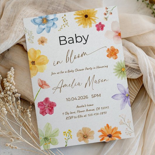 Baby in Bloom ベビーシャワーパーティー 招待状