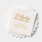 Baby In Bloom ベビーシャワー 名前入り 日付入り 本物 箔ナプキン (インサイチュ (積み重ね))