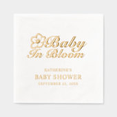 Baby In Bloom ベビーシャワー 名前入り 日付入り 本物 箔ナプキン (正面)