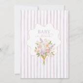 Baby in Bloom ベビーシャワー 紫のピンクの花 招待状 (裏面)