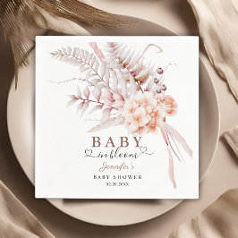 Baby in Bloom | ベージュ スプリング フローラル ベビーシャワー スタンダードカクテルナプキン
