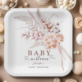 Baby In Bloom | ベージュ スプリング フローラル ベビーシャワー ペーパープレート