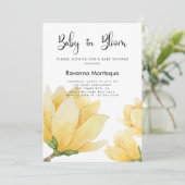 Baby in Bloom マグノリアの黄色い花のベビーシャワー 招待状 (スタンド正面)