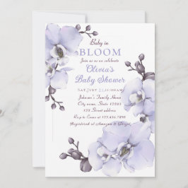 Baby in Bloom ラベンダー・オーキッド・ベビーシャワー招待状 招待状