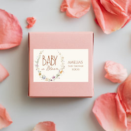 Baby in Bloom レトロテラコッタフラワーベビーシャワー 長方形シール