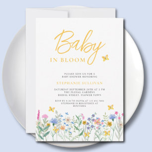 Baby in Bloom ワイルドフラワーバタフライベイビーシャワー 招待状
