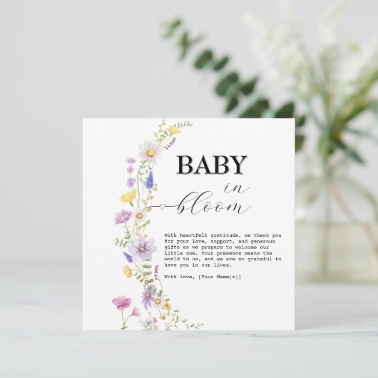 Baby in Bloom ワイルドフラワー 赤ちゃんのお披露目会 サンキューカード (スタンド正面)