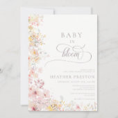Baby In Bloom ワイルドフラワー QR ベビーシャワー招待状 招待状 (正面)