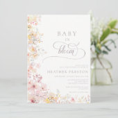 Baby In Bloom ワイルドフラワー QR ベビーシャワー招待状 招待状 (スタンド正面)