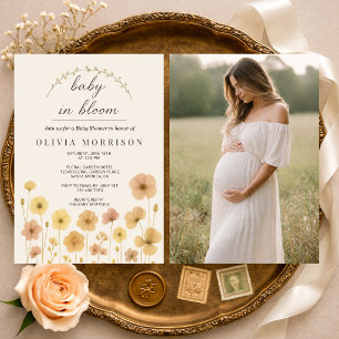 Baby In Bloom 写真 ボヘミアンスタイルのベビーシャワー 招待状