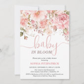 Baby in Bloom 水彩花柄 女の子 ベビーシャワー  招待状 (正面)