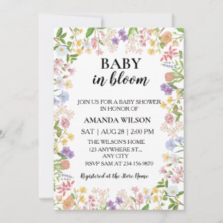 Baby in Bloom 野の花ベビーシャワー 招待状