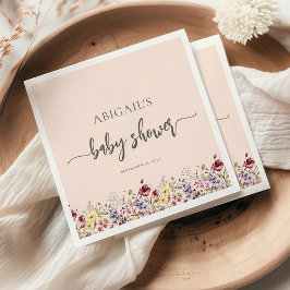 Baby in Bloom 野の花 ブラッシュピンク ベビーシャワー スタンダードカクテルナプキン
