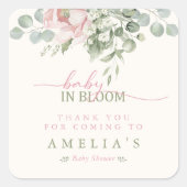 Baby in Bloom Baby Girl Shower Thank You スクエアシール (正面)