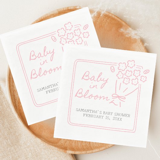 Baby in Bloom Baby Shower スタンダードカクテルナプキン