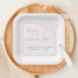 Baby In Bloom Baby Shower ペーパープレート
