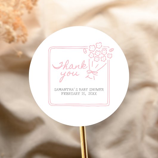 Baby In Bloom Baby Shower ラウンドシール