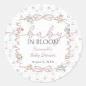 Baby in Bloom Baby Shower  ラウンドシール (正面)