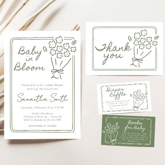 Baby In Bloom Baby Shower 招待状