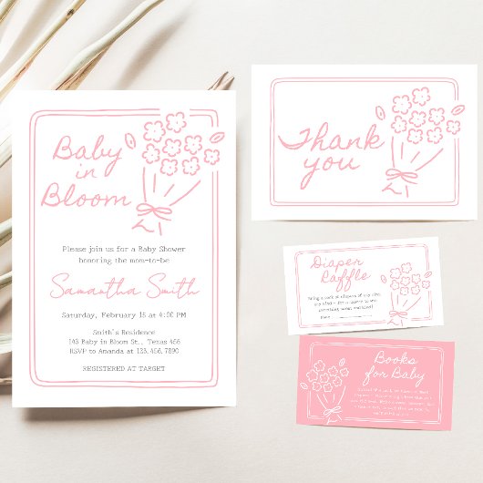 Baby In Bloom Baby Shower 招待状