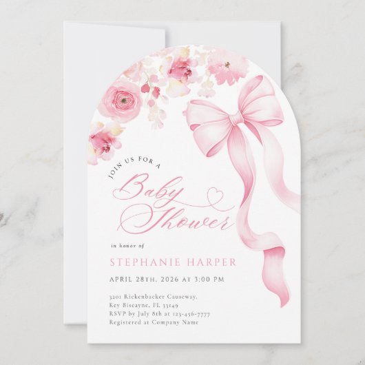 Baby In Bloom Baby Shower Arched Invitation  招待状 (正面)