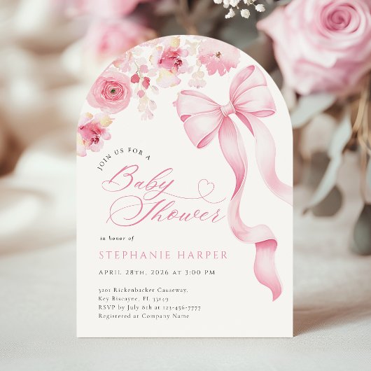 Baby In Bloom Baby Shower Arched Invitation  招待状