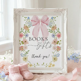 Baby in Bloom Baby Shower Books Gifts Sign ポスター