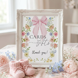Baby in Bloom Baby Shower Card Gifts Sign ポスター
