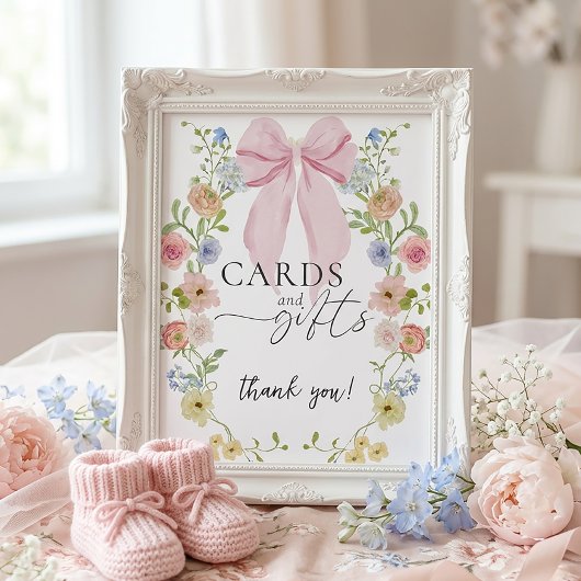 Baby in Bloom Baby Shower Card Gifts Sign ポスター