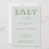 Baby in Bloom Baby Shower Eucalyptus Invitation 招待状 (正面)