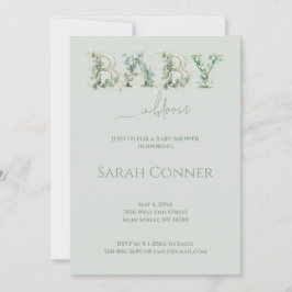 Baby in Bloom Baby Shower Eucalyptus Invitation 招待状