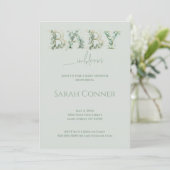 Baby in Bloom Baby Shower Eucalyptus Invitation 招待状 (スタンド正面)