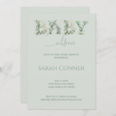 Baby in Bloom Baby Shower Eucalyptus Invitation 招待状 (正面/裏面)