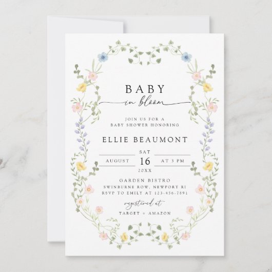 Baby in Bloom Baby Shower Invitation 招待状 (正面)