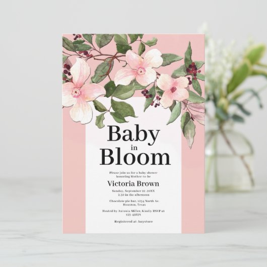 Baby in Bloom Baby Shower Invitation 招待状 (スタンド正面)