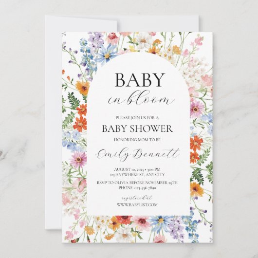 Baby in Bloom Baby Shower Invitation  招待状 (正面)