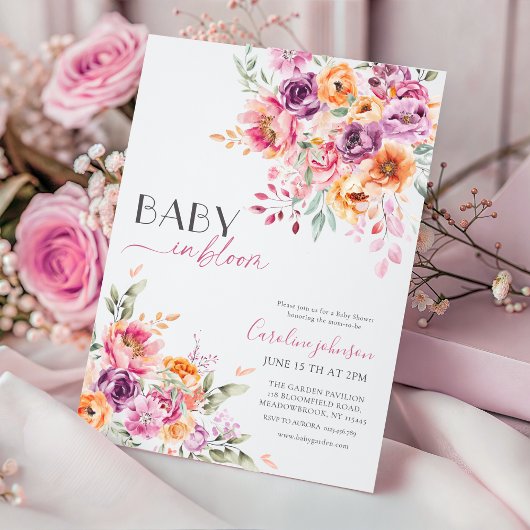 Baby in Bloom Baby Shower Invitation | Blush Pink  招待状