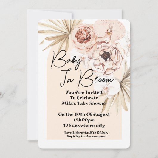 Baby In Bloom Baby Shower invitation card セーブザデート (正面)