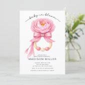 Baby in Bloom Baby Shower Invitation Girl Pink 招待状 (スタンド正面)