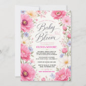 Baby in Bloom Baby Shower Invitation Pink Floral 招待状 (正面)