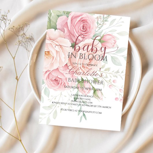 Baby in bloom | baby shower invitation template 招待状
