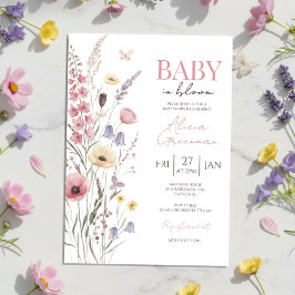 Baby in Bloom Baby Shower Invitation Wildflowers 招待状
