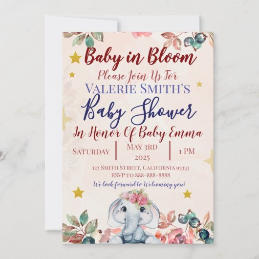 Baby In Bloom Baby Shower Invitations! 招待状 (正面)