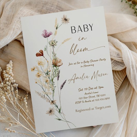 Baby in Bloom Baby Shower Party 招待状
