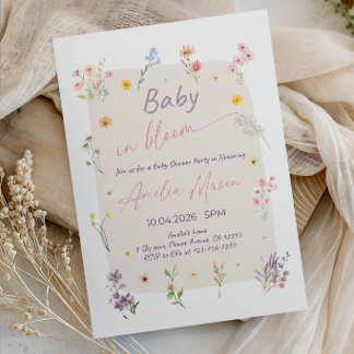 Baby in Bloom Baby Shower Party 招待状