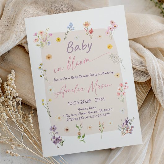 Baby in Bloom Baby Shower Party 招待状
