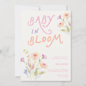Baby in Bloom Baby Shower Pink 招待状 (正面)