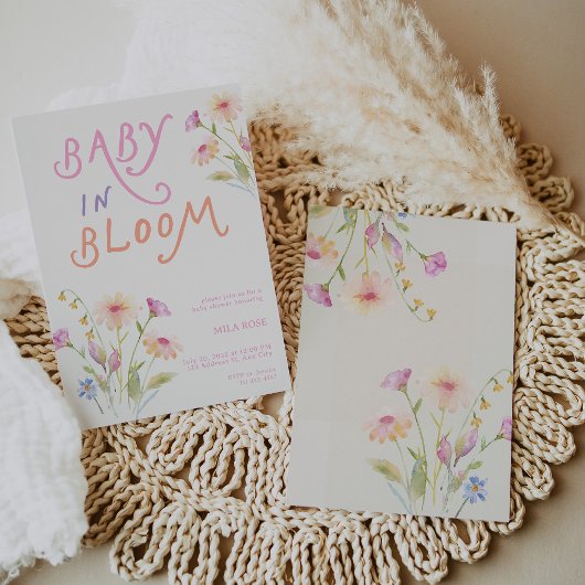 Baby in Bloom Baby Shower Pink 招待状