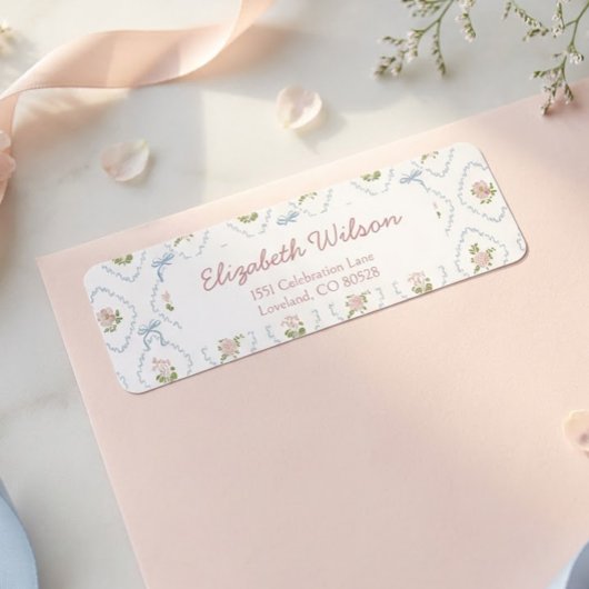 Baby in Bloom Baby Shower Return Address ラベル